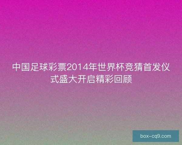 中国足球彩票2014年世界杯竞猜首发仪式盛大开启精彩回顾